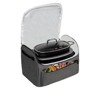 Ungtyb Slow Cooker Bags, Cooking Pot Carry Tote, Waterproof Travel Case, Portable Storage Organizer, Padded Carrier with Accessory Pocket for Camping, Picnic, Potluck, Beach, 18.5x12.6 inches