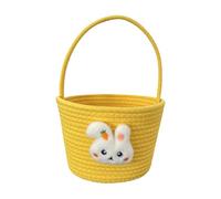 Ungtyb Soft Easter Basket, Festive Candy Storage Bin for Kids, Empty Bunny Tote with Handle for Egg Hunt, Holiday Party Treats, Gift Bag for Babies and Toddler, 9.06x7.09 inches