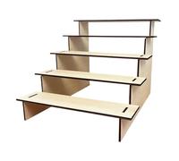 Ungtyb Wooden Display Riser, 5 Tier Shelf Stand, Durabled Construction, Organizer Rack, Natural Wood Finish Perfect for Figurines, Books and Home Decor, 11.61x13.19x10.04 in