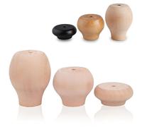 Unhed Lot de 4 pieds ronds en bois pour chignon - Pieds de rechange courts pour canapé, ottoman, commode - Installation avec trou de perçage pour une mise à niveau facile - Noir