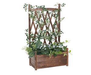 unho Jardinière Treillis Extérieure Bois, Bac à Fleurs Rectangulaire Grande Taille Carré Potager Surélevé de Jardin Esthétique et Pratique Idéal pour Balcon Patio Terrasse - 64x37x115cm Charge 45kg