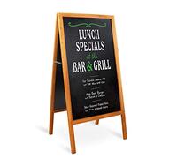 unho Panneau Publicitaire Extérieur Bois 50x100cm, Tableau Noir Magnétique à Double Face Chevalet Bois Ardoise avec 2 Chiffons de Nettoyage, Idéal pour Restaurant Café Bar Bistrot Mariage - Marron