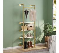 unho Porte Manteau Mural Doré : Portant à Vêtement avec Étagère Portant Solide sur Pied Dressing Penderie en Métal Vestiaire Chaussure pour Entrée Chambre - 61x31x178 cm
