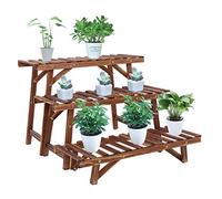 unho Porte Plante Extétieur Bois, Étagère Plantes Extétieur Individuelles Escalier PLantes Bois Lot de 3 Support Plantes Intérieur pour Balcon Terrasse Salon Jardin - Charge Max 40kg
