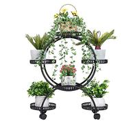 unho Porte Plante Intérieur à Roulettes, Cache Pot Sur Pied Plante Intérieur Noir Support Plantes Intérieur Métal Design Étagère Plante Extérieur Jardin En Pot pour Salon Jardin Balcon - 33x73x79cm