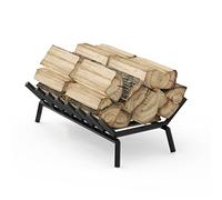 unho Range Bûches Intérieur Bois Jardin: Abri Bûches Cheminée Panier Buche en Métal Chenets pour Foyer Cheminée 67x35cm Porte Bûches Extérieur Foyer Ouvert - Noir