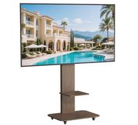 UNHO Support TV sur Pied: Meuble pour Téléviseur de 40 à 75 Pouce Pieds Réglable Ecran LED LCD Plasma avec 2 Étagères - Charge 80kg VESA Max 600x400