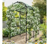 unho Treillis en métal, Grande arche de jardin pour plantes grimpantes Support pour plantes grimpantes, concombre Support pour plantes grimpantes Spalier avec filet en nylon, piquet de terre