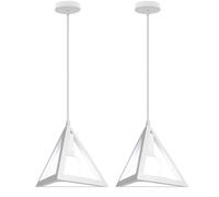 UNI 2 Pack Lustre Suspension Vintage Rétro E27 Cage Triangulaire en Métal Blanc Plafonnier Luminaire Couloir Escalier Salon