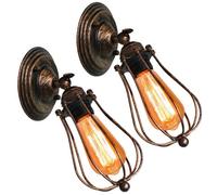 UNI 2 Pack Rétro Applique Murale Industrielle E27 40W Rouille Fer Abat-jour Luminaire pour Café Restaurant Bar