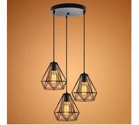 UNI 3 Douille Suspension Luminaire Industrielle Diamant Disque Lustre pour Chambre Salle à manger