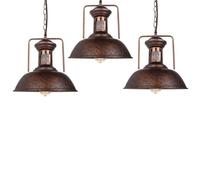 UNI 3 Pack Lustre Suspension Industrielle E27 33cm Rouille Rétro Plafonnier Luminaire pour Café Restaurant Bar