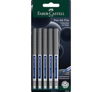 Faber-Castell 148197 Lot de 5 stylos rollers Uni-Ball Eye UB-157, largeur de trait 0,4 mm Bleu