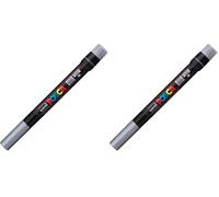 uni-ball 181682 - Marqueur POSCA à pointe pinceau, argenté (Lot de 2)