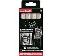 Marqueur craie Uni Ball Chalk blanc pointe ogive moyenne 1,8 mm - Pochette de 4