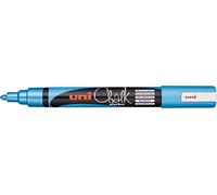 uni-ball 186217 UNI CHALK Marqueur pour fenêtre et craie avec pointe ogive PWE-5M Bleu métallisé