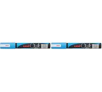 uni-ball 186247 - Marqueur fenêtre & craie UNI CHALK PWE-5M, 1,8-2,5 mm, pointe ogive, bleu clair (Lot de 2)