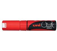 Uni-Ball 186421 - Marqueur pour fenêtres et craie UNI CHALK PWE-8K, 8 mm, pointe biseautée, rouge