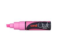 Uni-Ball 186428 - Marqueur pour fenêtres et craie avec pointe biseautée 8 mm, rose fluorescent