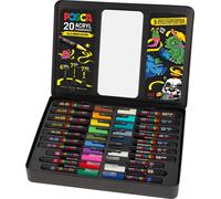 Uni-Ball 186826 - Marker Set, Étui De 8 Stylos Acryliques Pc-5m, 1.8 - 2.5 Mm, 6 Couleurs Standard + 2 Couleurs Spéciales Changeantes