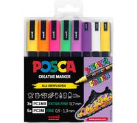 Uni-Ball 186826 - Marker Set, Étui De 8 Stylos Acryliques Pc-5m, 1.8 - 2.5 Mm, 6 Couleurs Standard + 2 Couleurs Spéciales Changeantes