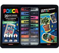 Uni-Ball 186832 - Posca Marker Set, 20 Stylos Acryliques En Étui, Marker Set Pop Colours, Pointe Pwe5m 1,8-2,5 Mm[Z4639]