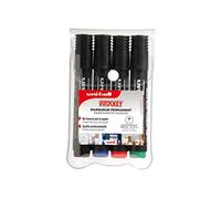 uni-ball 242438000 Prockey PM-122 Paquet de 4 Marqueurs indélébiles à pointe ogive largeur de trait moyenne 1,2 - 1,8 mm Couleurs Assorties