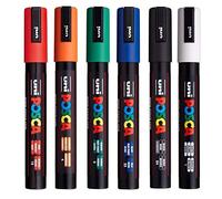 Uni-Ball 5014013 Posca PC5M Lot de 6 marqueurs assortis 1,8 à 2,5 mm