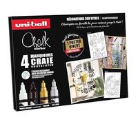 Uni-Ball Coffret 4 Marqueurs craie Chalk marker, coffret Noël couleurs festives