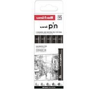Uni-Ball Coffret PIN de 5 pièces de marqueurs calibrés 0,2 à 1,0 mm couleur noire SET CLASSIQUE II