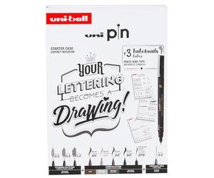 Uni-ball Coffret PIN de 8 pièces de marqueurs calibrés 0,2 à 1,0 mm Set Lettering Starter Kit - NO2