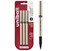 uni-ball Deluxe Rollerball Pens, Micro Point (0.5mm), Black, 3 Count