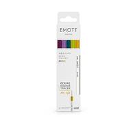 uni-ball Emott Uni Mitsubishi Pencil - Pochette de 5 Feutres Retro Colors - Écrire, Dessiner, Tracer avec Style ! - Pointe Fine 0,4 mm - Bleu Vert, Orchidée, Lie de Vin, Jaune Paille, Vert Pomme