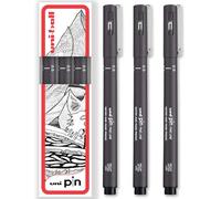 uni-ball Feutres à pointe fine | Encre résistante à l'eau et à la décoloration | Idéal pour croquis, scrapbooking, contours, art, dessin technique | Livré dans une boîte cadeau (gris foncé, 0,5 mm, 3)
