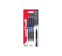 uni-ball Jetstream 101 Lot de 3 stylos à bille rétractables à encre gel Bleu Pointe 0,7 mm Pour la rentrée scolaire Écriture et coloriage lisses Résistant à l'eau Encre Uni Super Séchage instantané