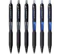 Uni-Ball Jetstream SXN-101-7N Lot de 6 stylos roller rétractables Pointe 0,7 mm Encre noire et bleue