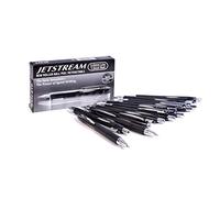 uni-ball Jetstream SXN-210 - Pack de 12 Stylos Noirs Encre Hybride - Mitsubishi Pencil - Roller Rétractable - Pointe Moyenne 1.0mm - Séchage Instantané Anti-Bavure