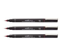 Uni-Ball Lot De 3 Feutres Technique Pointe Fine Pin 05200 B 0,5mm Rouge
