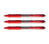 UNI-BALL Lot de 3 Stylos bille Laknock SN100/10 Rétract. Grip Pte Moy. 1mm Rouge