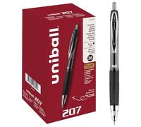 uni-ball Lot de 36 stylos à encre gel rétractables noirs avec pointes moyennes, 207 stylos Signo Click sont anti-fraude et les meilleurs stylos de bureau, stylos d'allaitement, stylos d'affaires,
