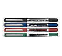 Uni-Ball Lot de 4 stylos roller UB-150 – Noir, Bleu, Rouge, Vert