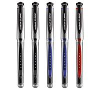 uni-ball Lot de 5 stylos roller à encre gel - Pointe large de 1 mm - Noir, bleu et rouge