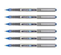Uni-Ball Lot De 6 Stylos Roller Encre Liquide Recyclé Ub157e Pointe Moyenne Bleu