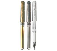 Uni Ball Lot stylo Signo Broad Couleurs Assorties métallique Stylo roller encre gel Pointe métal 1 mm pointe Largeur de ligne 0,65 mm avec grip en caoutchouc um-153 or 1 de chaque couleur - argent blanc - 3 Stylos)
