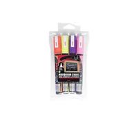 Uni Chalk Marker PWE5M/4 ASSF16 Pochette de 4 Marqueurs Craie Pointe Moyenne Assortis