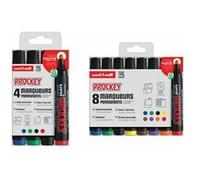 uni-ball Uni Prockey Uni Mitsubishi Pencil - Marqueur Permanent Inodore PM126 - Multisupport, Base Eau, Sans Odeur - Pointe Biseautée Large 5,7 mm - Emballage Zéro Plastique - Lot de 4 Couleurs