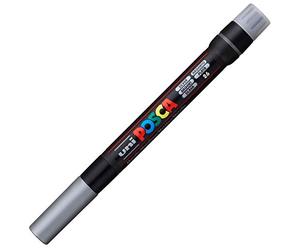 UNI-BALL Marqueur pinceau Brush POSCA PCF350 1-10mm Argent | Marqueur à encre pigmentée à base d'eau, pointe pinceau flexible de 1 à 10 mm, pour presque toutes les surfaces