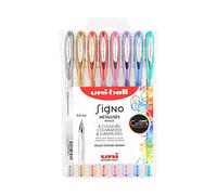 Pochette stylos roller gel Signo Métallisés - Ecriture large 1 mm - 8 coloris - 8 pcs