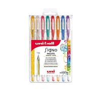 Uni Mitsubishi Pencil – Stylos roller Signo – 8 couleurs pailletées – 1 mm – Écriture large