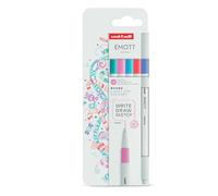 uni-ball - Mitsubishi Pencil - Pochette de 5 Feutres Emott - Pointe Fine Blanche 0,4 mm - Candy Pop Colours
